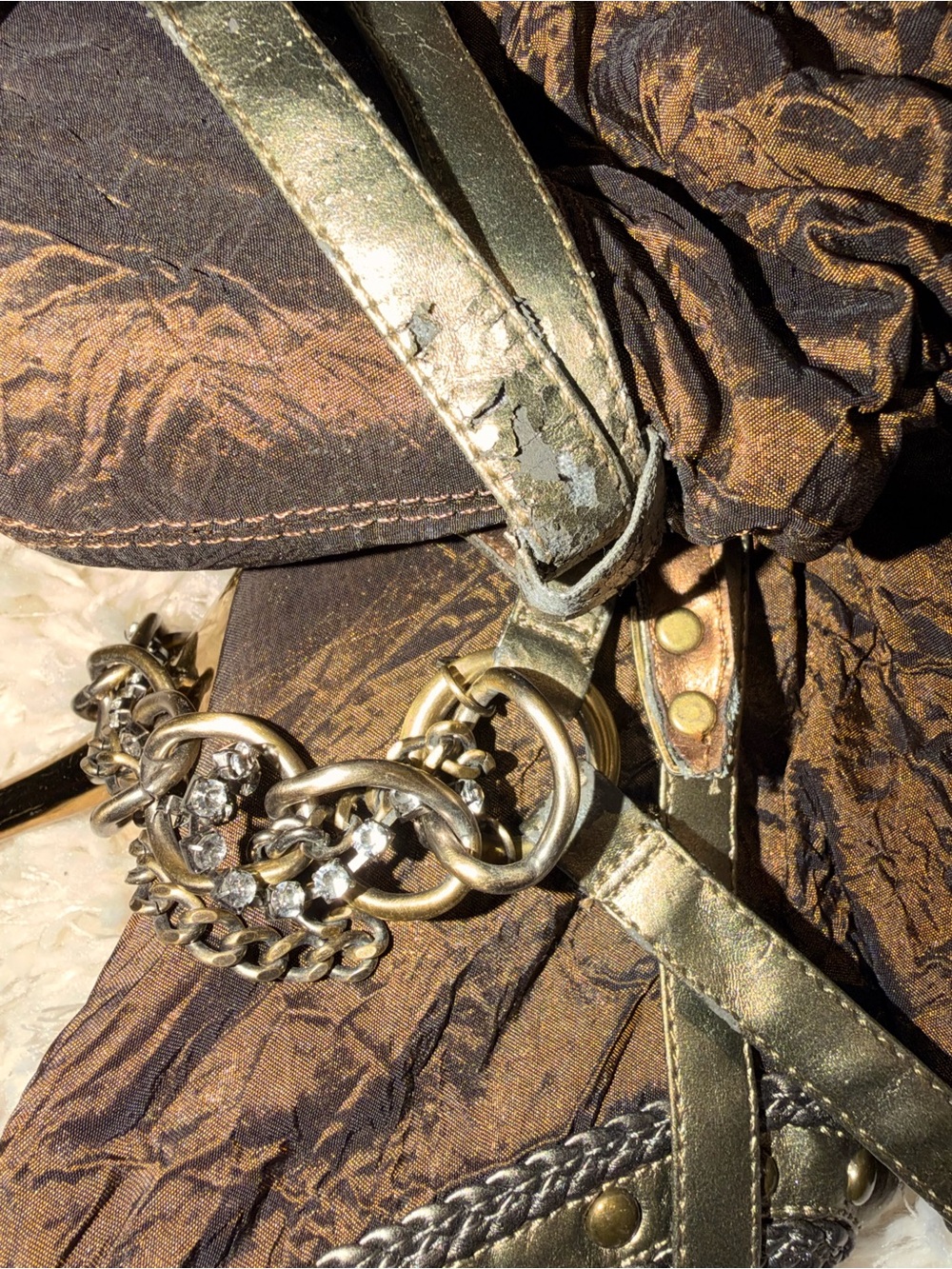 Vintage Y2K Wild Rose Brown & Gold Snakeskin Print Boots - Picture 7 of 11